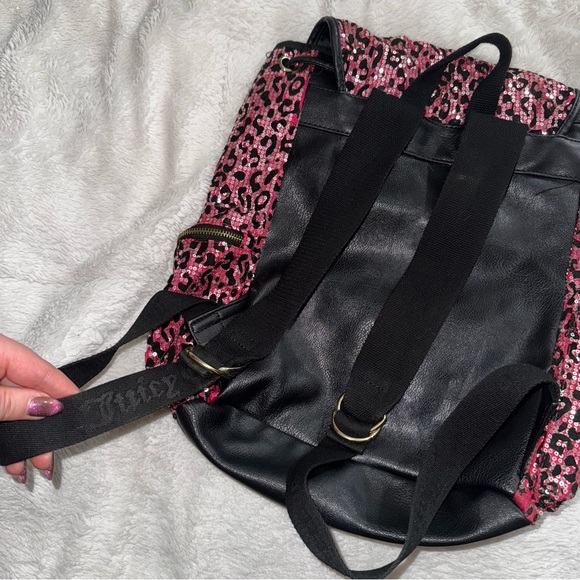 Juicy Couture Pink Leopard Sequin Backpack Y2K McBling Rare - Picture 7 of 12
